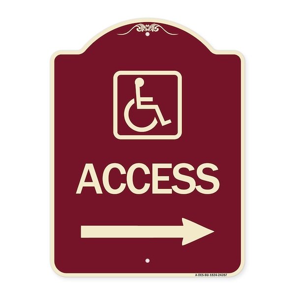 Access W/ Updated Isaand Right Arrow Heavy-Gauge Aluminum Architectural Sign, 24" H, BU-1824-24357
